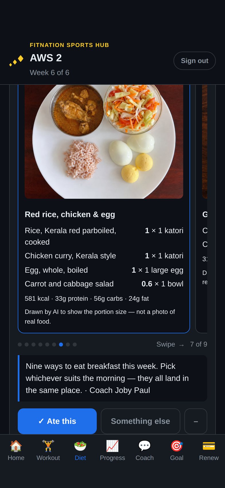 Red rice, chicken curry & egg